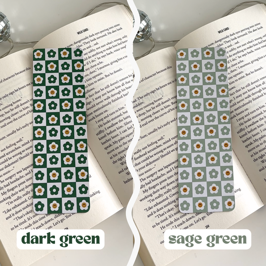 Checkered Smiley Daisy Cardstock Bookmarks