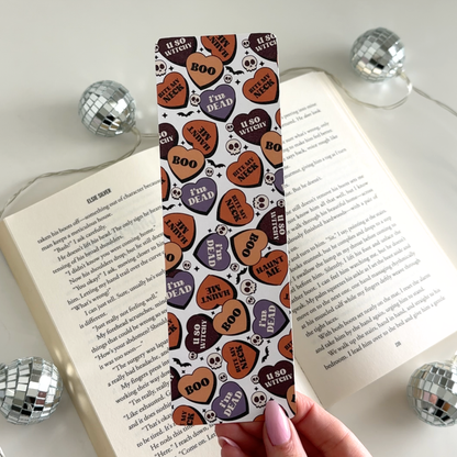 Halloween Candy Hearts Cardstock Bookmark
