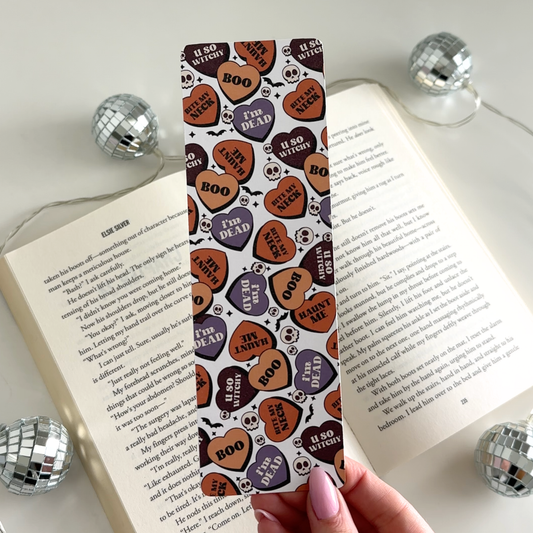 Halloween Candy Hearts Cardstock Bookmark