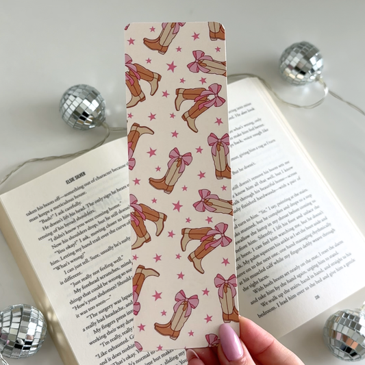 Coquette Cowgirl Boots Cardstock Bookmark