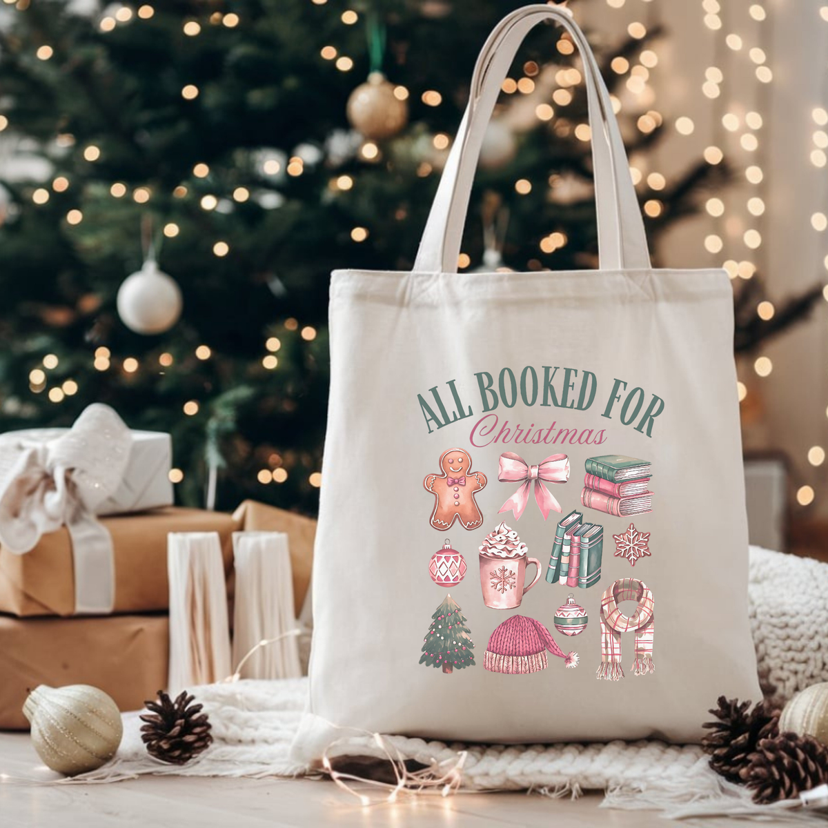 All Booked Up Holiday Tote Bag