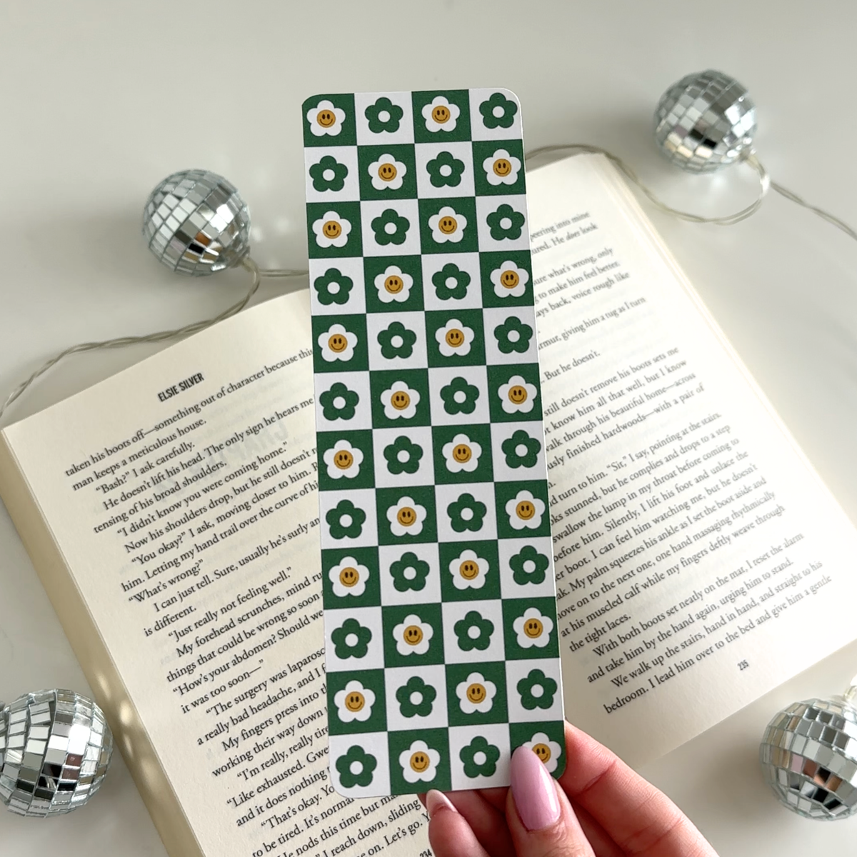 Checkered Smiley Daisy Cardstock Bookmarks
