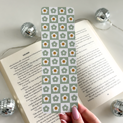 Checkered Smiley Daisy Cardstock Bookmarks