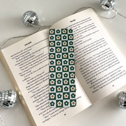 Checkered Smiley Daisy Cardstock Bookmarks